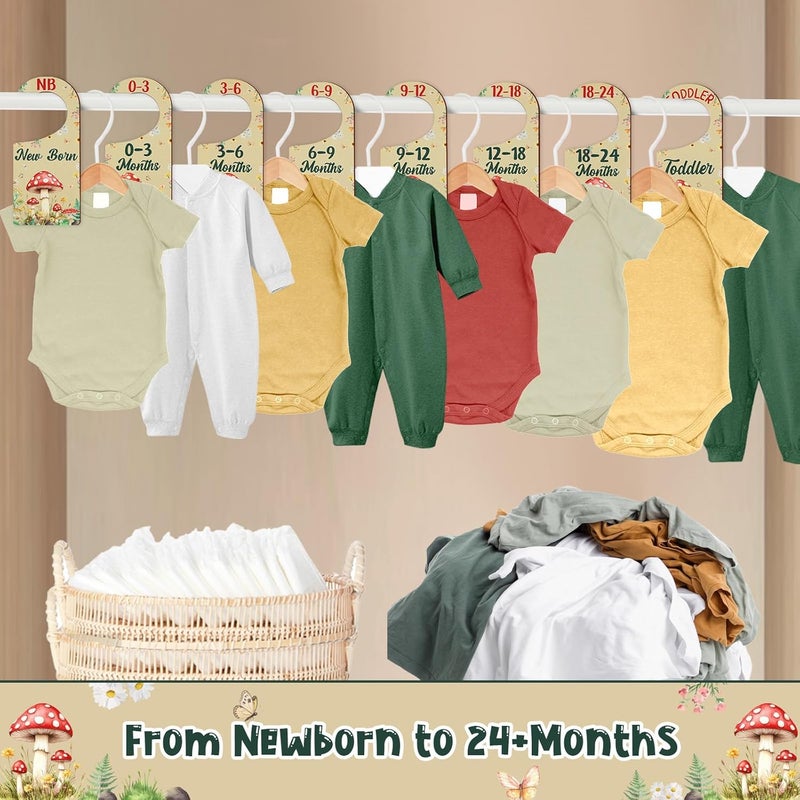 CORNER LACE Baby Closet Dividers 8PCS, Mushrooms Themed Wooden Double-Sided Clothes Size Hanger/Organizer from Newborn to Toddler for Nursery Decor Baby Shower Birthday Gender Reveal Party Gift - Image 4